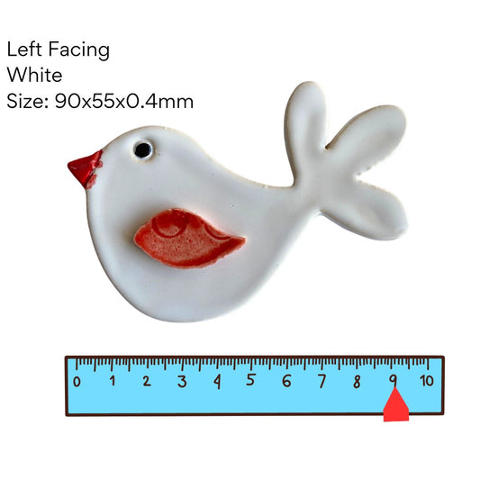 Bird 7 - White Left Facing Pottery Bird (90x55x0.4mm)