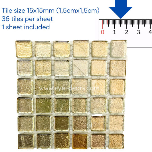 Mosaic Tiles - Single Craft Size Sheet Ivory Gold Leaf 15x15mm