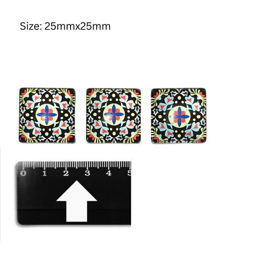 Glass Domed Inserts Mixed (G)- Set of 3 (25x25mm)