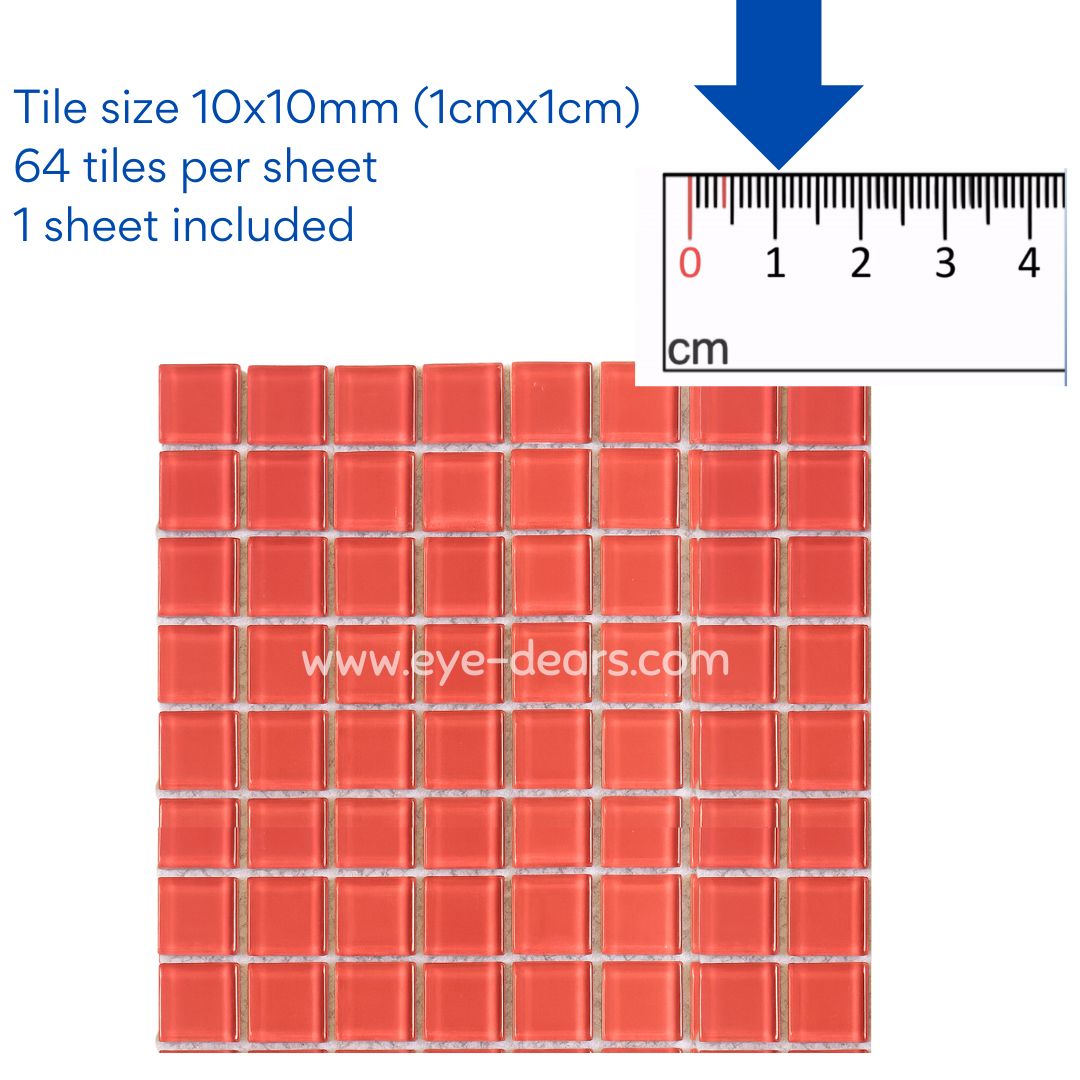 Mosaic Tiles -  Orange Glass 10x10mm