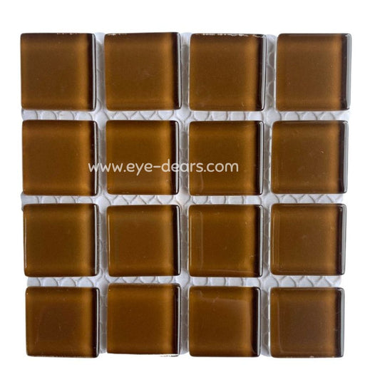 Mosaic Tiles - 10 x sheets of Chestnut Brown Glass 23x23mm
