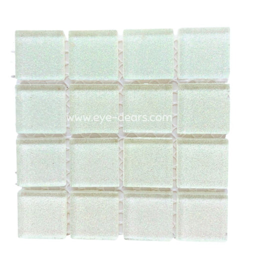 Mosaic Tiles - Single Sheet White Glitter 23x23mm