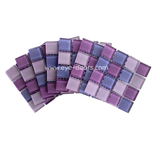 Mosaic Tiles - 10 x sheets of Mixed Purple Glass 23x23mm