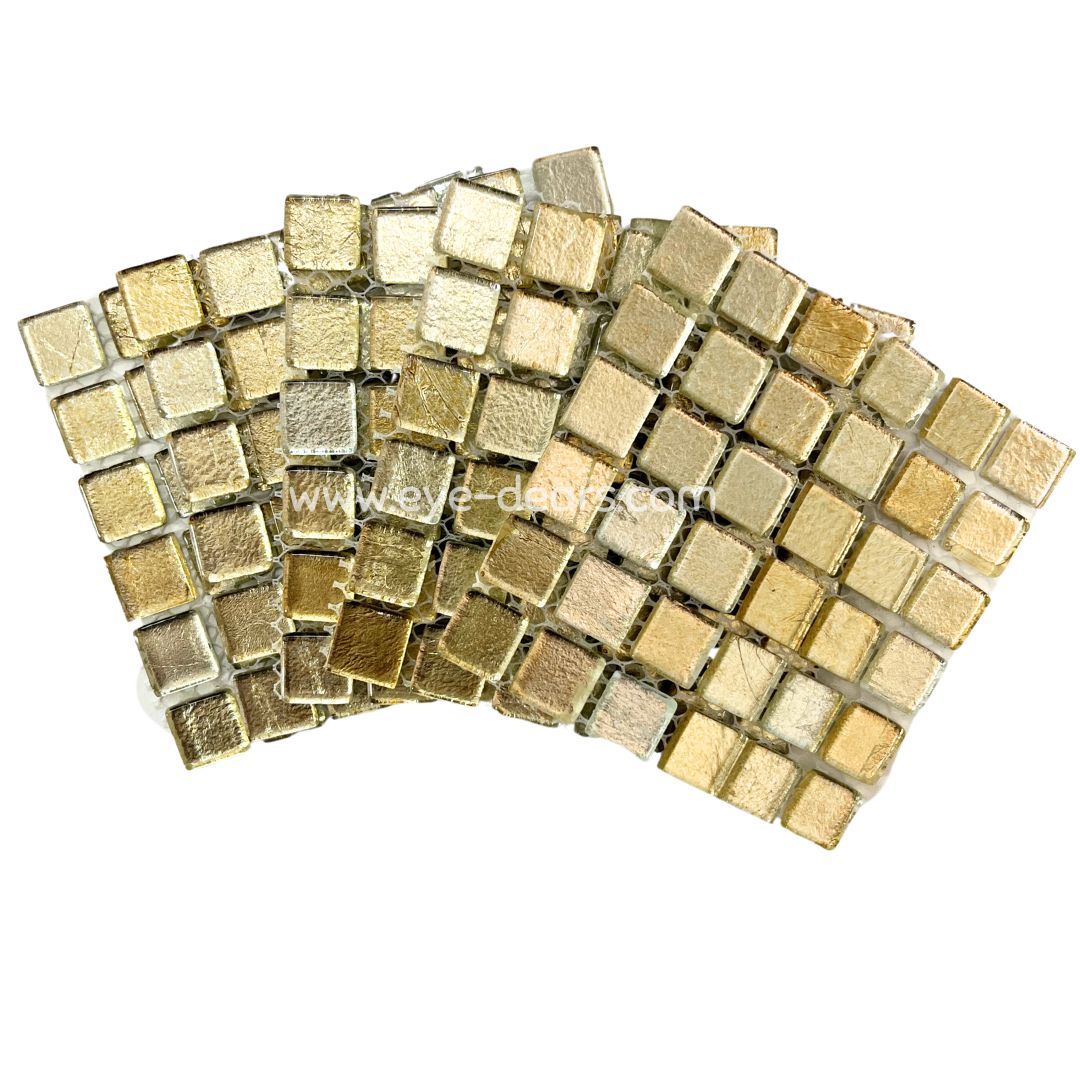 Mosaic Tiles - 10 x Craft Size Sheets of Ivory Gold Leaf 15x15mm