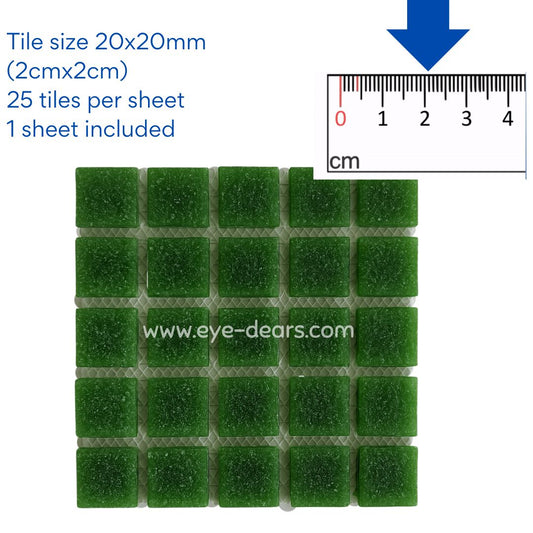 Mosaic Tiles Single Craft Size Sheet  - Matte Forest Green 20x20mm