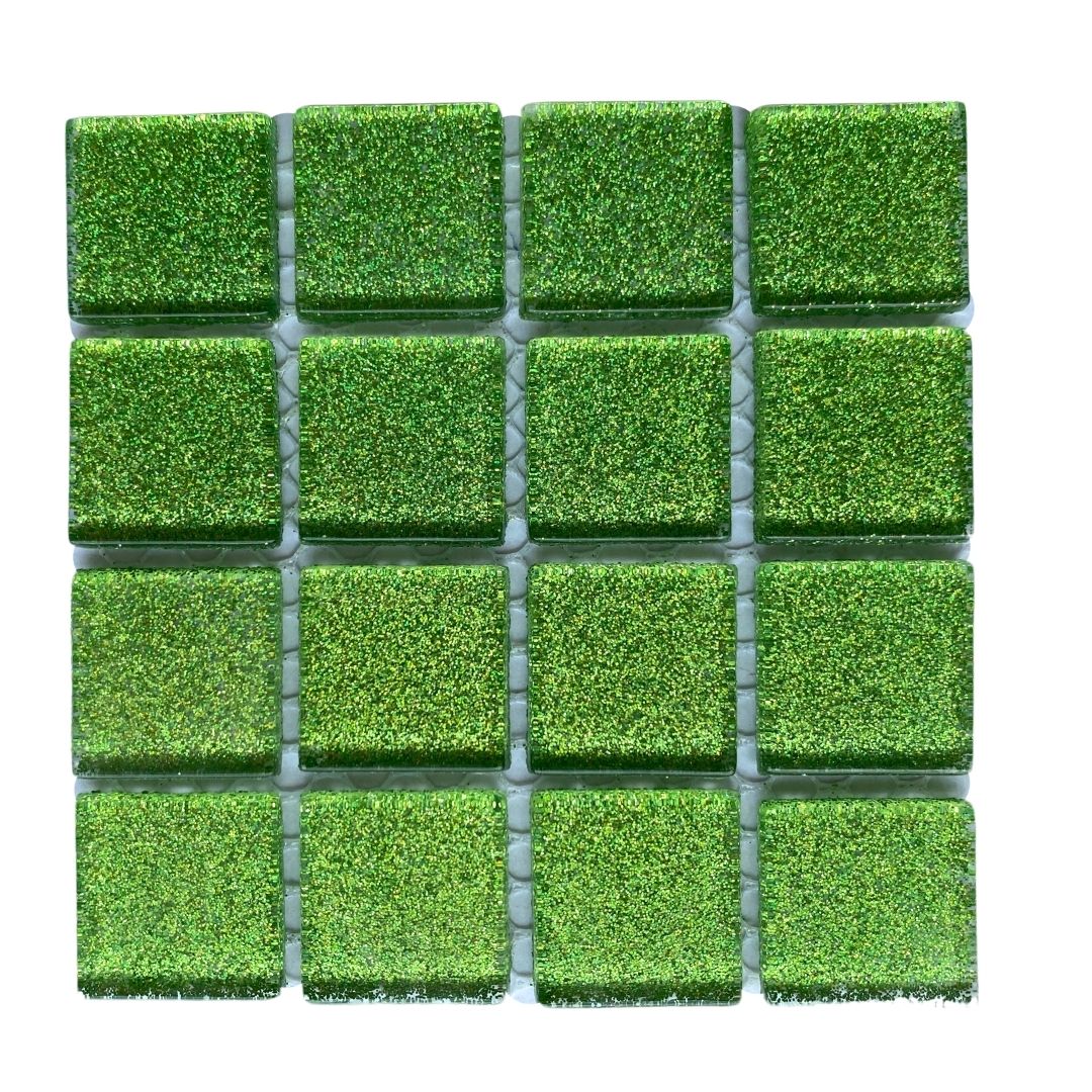 Mosaic Tiles - Single Sheet Lime Green Glitter 23x23mm