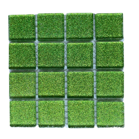 Mosaic Tiles - Single Sheet Lime Green Glitter 23x23mm