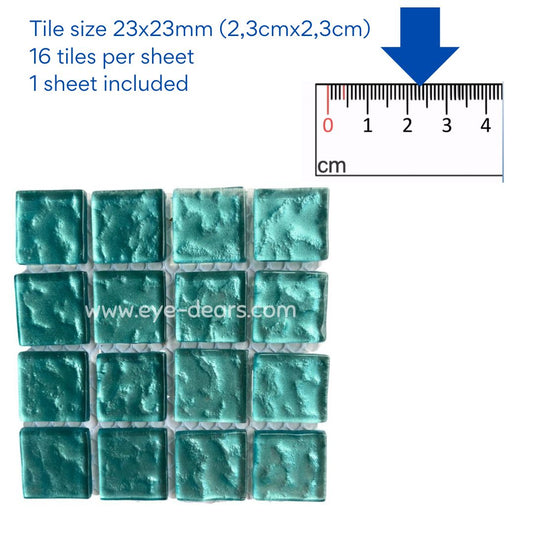 Mosaic Tiles - 10 x sheets of Turquoise Metallic Ripple 23x23mm