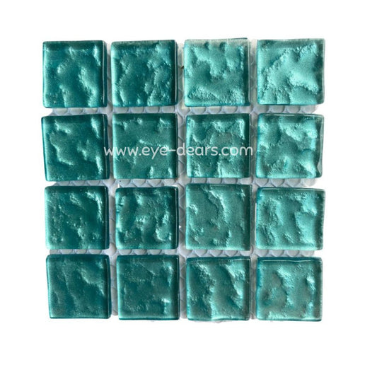 Mosaic Tiles - Single Sheet Turquoise Metallic Ripple 23x23mm