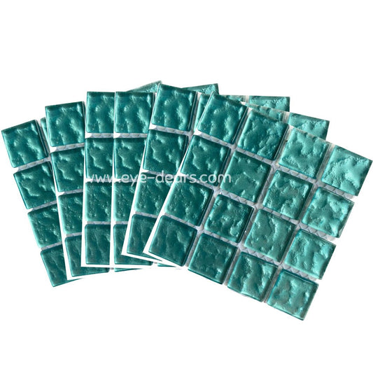 Mosaic Tiles - 10 x sheets of Turquoise Metallic Ripple 23x23mm
