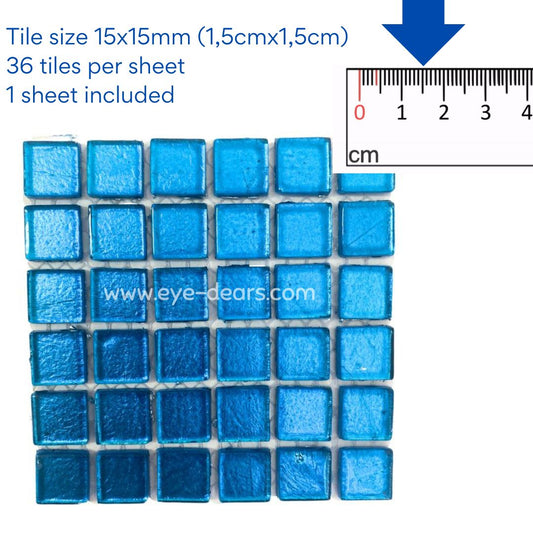 Mosaic Tiles - 10 x sheets of Turquoise Gold Leaf 15x15mm