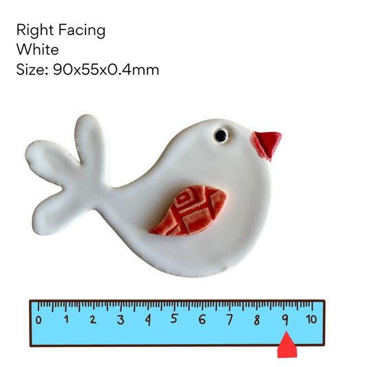 Bird 8 - White Right Facing Pottery Bird (90x55x0.4mm)