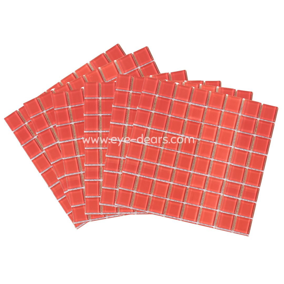 Mosaic Tiles - 10 x sheets of Orange Glass 10x10mm