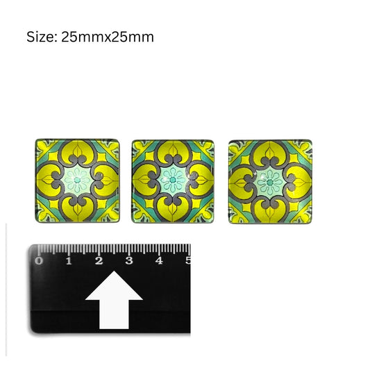Glass Domed Inserts Mixed (J)- Set of 3 (25x25mm)