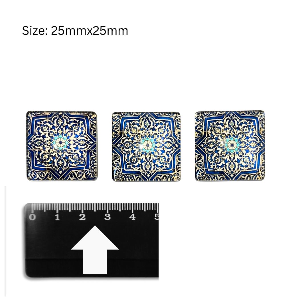 Glass Domed Inserts Blue (O)- Set of 3 (25x25mm)