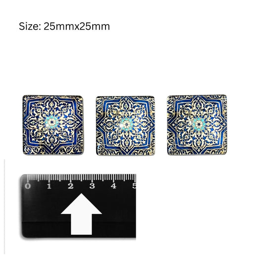 Glass Domed Inserts Blue (O)- Set of 3 (25x25mm)