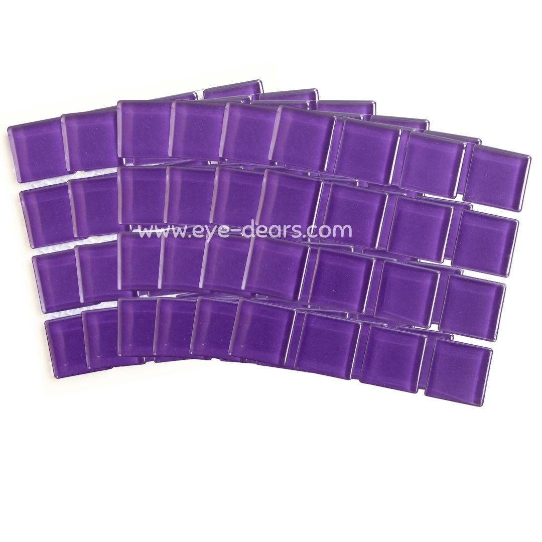 Mosaic Tiles - 10 x sheets of Violet Purple Glass 23x23mm
