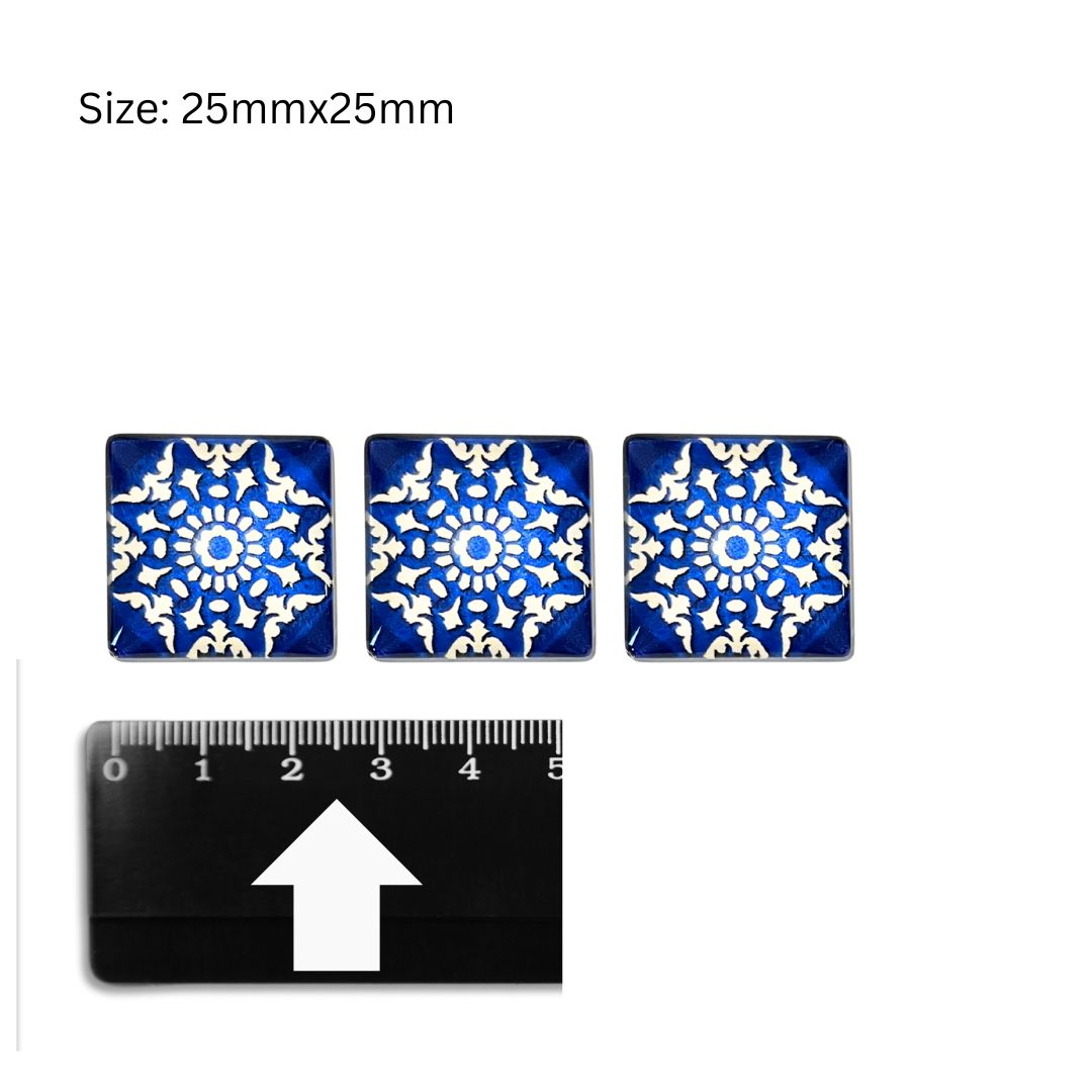 Glass Domed Inserts Blue (P)- Set of 3 (25x25mm)