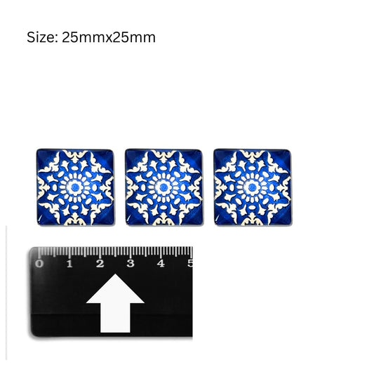 Glass Domed Inserts Blue (P)- Set of 3 (25x25mm)