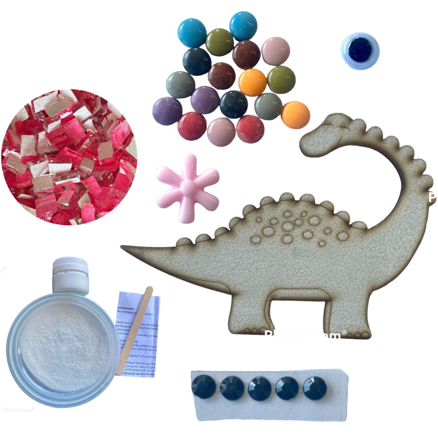 Mosaic Craft Kit with Magnet - Brontosaurus Pink  (Medium)