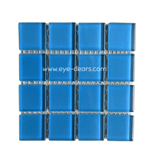 Mosaic Tiles -  Single Sheet Petrol Blue Glass 23x23mm