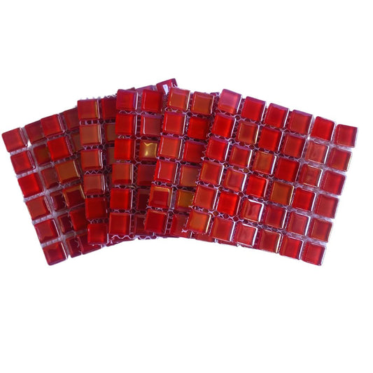 Mosaic Tiles - 10x sheets of Red Pearl 15x15mm