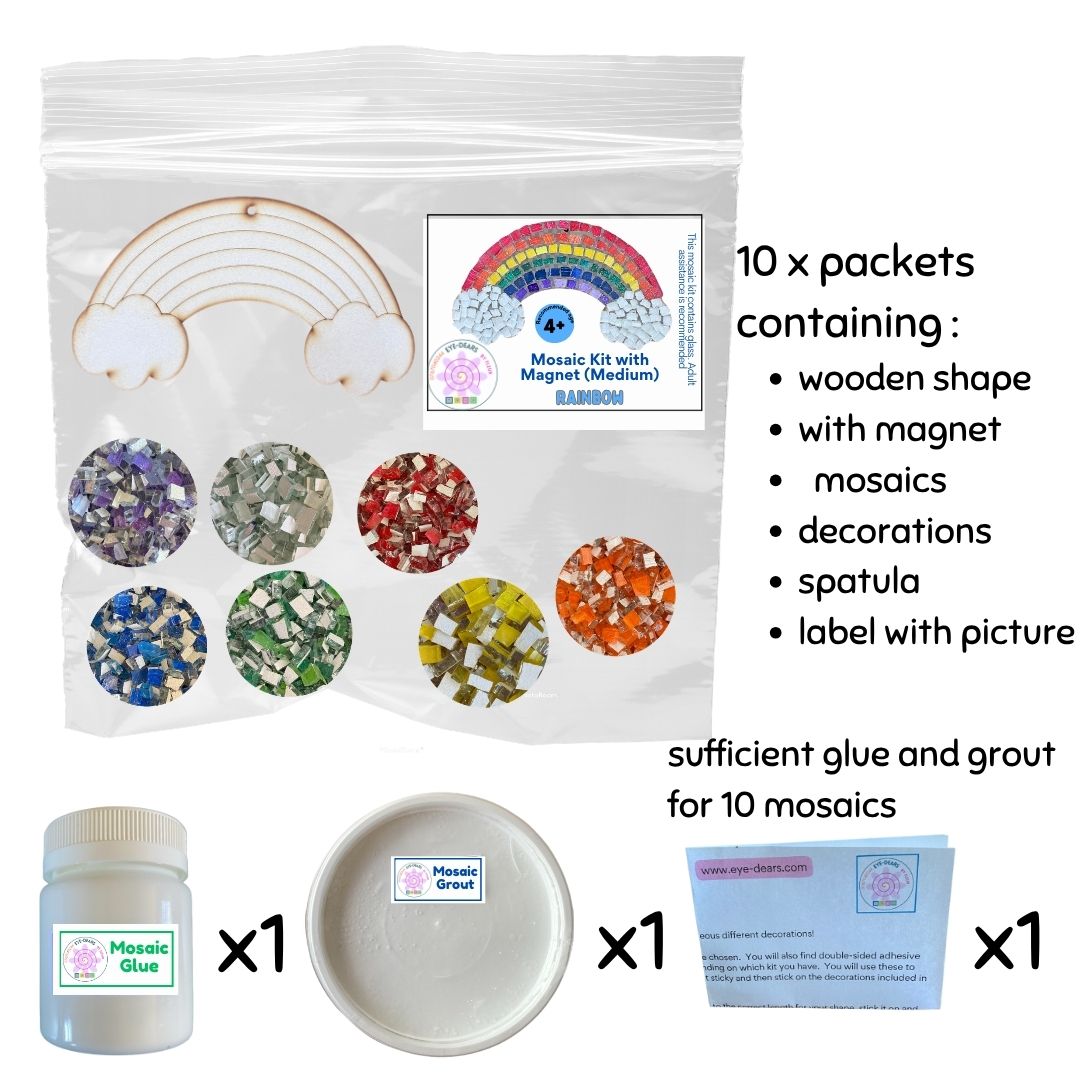 Bulk - Mosaic Craft Kit with Magnet - Rainbow (Medium)