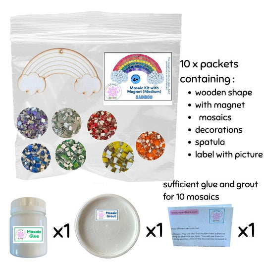 Bulk - Mosaic Craft Kit with Magnet - Rainbow (Medium)