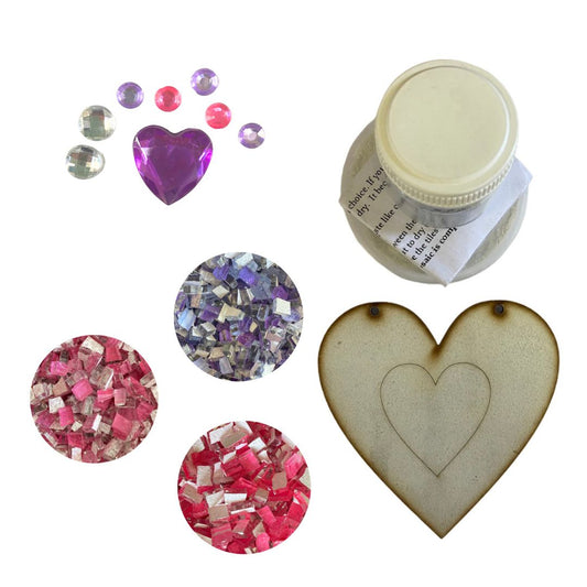 Single - Mosaic Craft Kit with Magnet - Heart Pink & Purple (Small)
