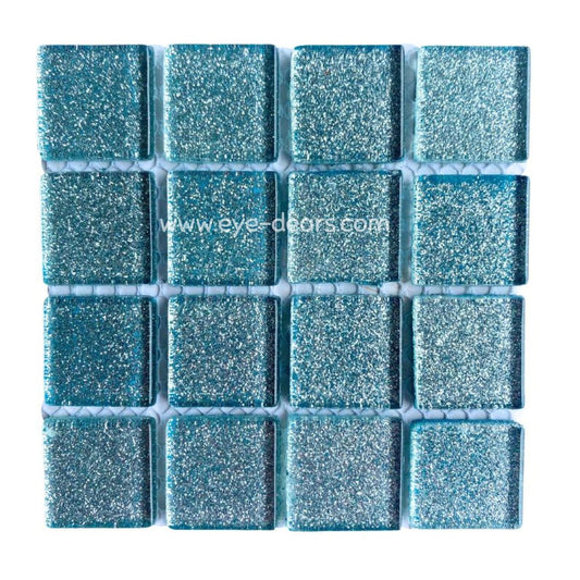 Mosaic Tiles - Single Sheet Soft Blue Glitter 23x23mm