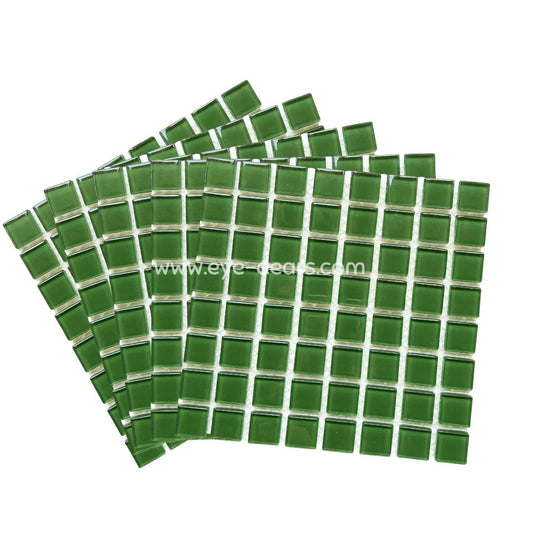 Mosaic Tiles - 10 x sheets of Forest Green Glass 10x10mm