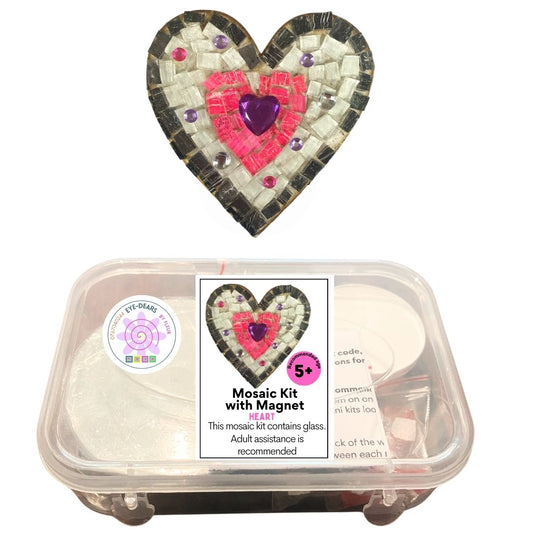 Single - Mosaic Craft Kit with Magnet - Heart Black, White & Pink (Small)