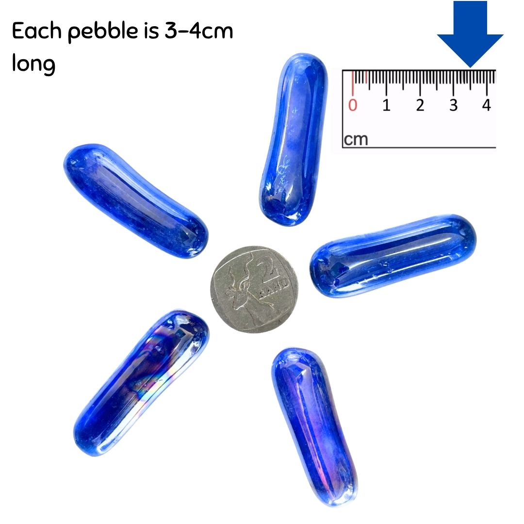 Blue Long Glass Pebbles x 5