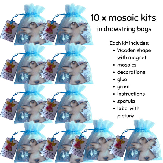 Bulk - Mosaic Craft Kit with Magnet - Turquoise Christmas Angel (Small)