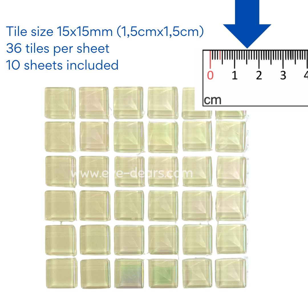 Mosaic Tiles  Single Craft Size Sheet Cream Pearl 15x15mm