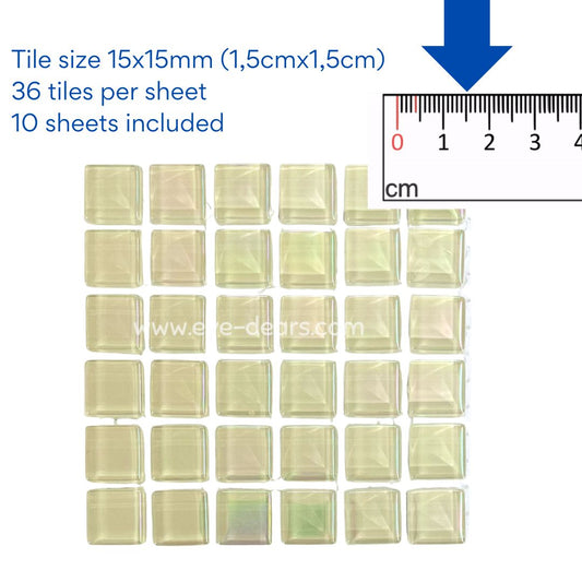 Mosaic Tiles  Single Craft Size Sheet Cream Pearl 15x15mm