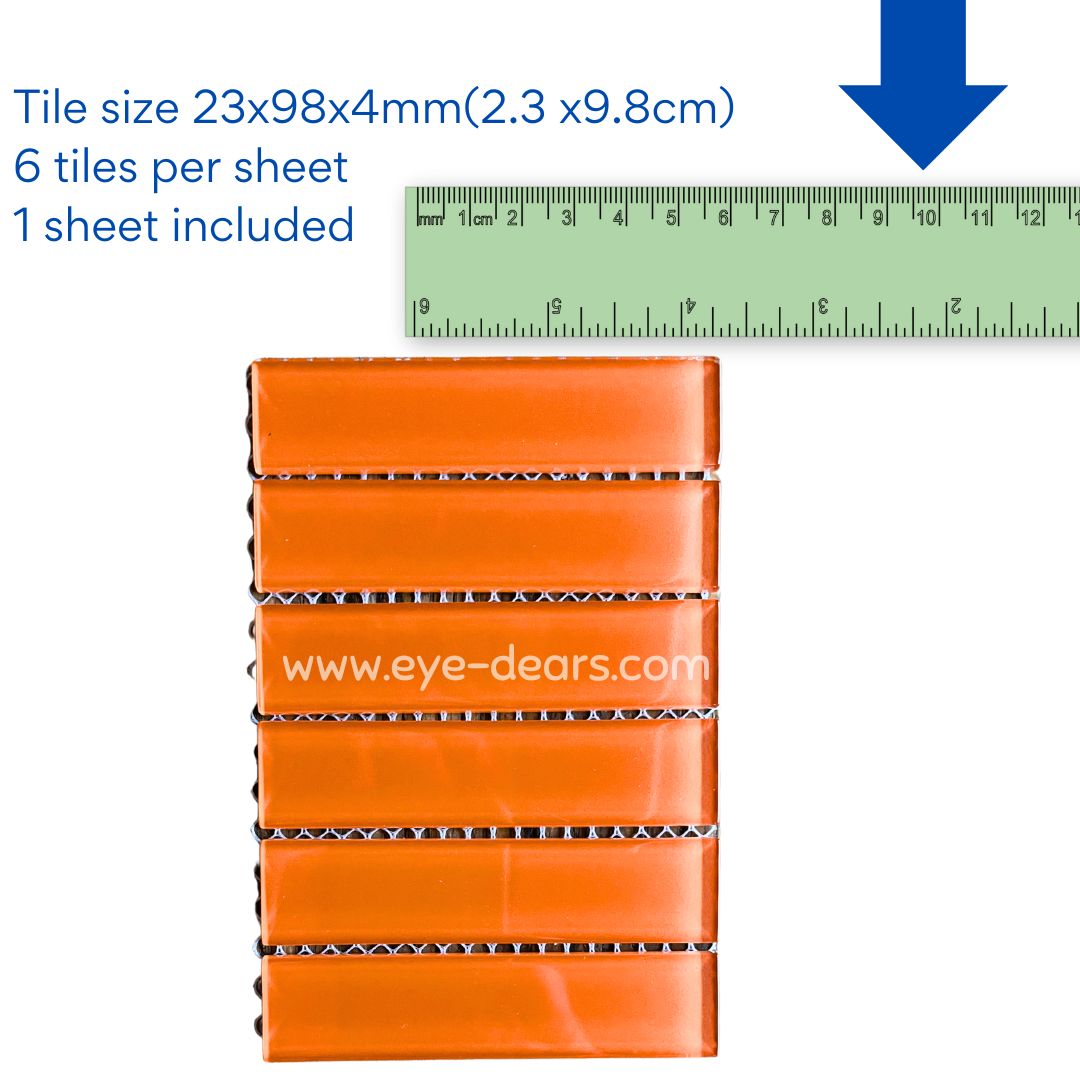 Mosaic Tiles -  Mosaic Tiles Orange Rectangle Glass 23x98x4mm