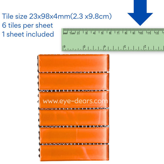 Mosaic Tiles -  Mosaic Tiles Orange Rectangle Glass 23x98x4mm