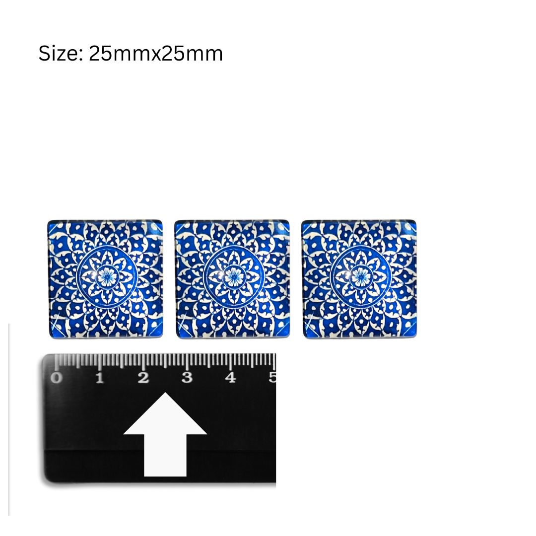 Glass Domed Inserts Blue (T)- Set of 3 (25x25mm)