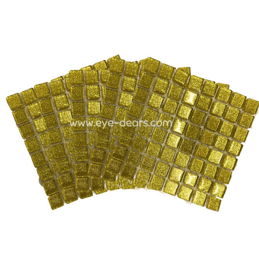 Mosaic Tiles - 10 x Craft Size Sheets of Sunflower Gold Glitter (10x10mm)