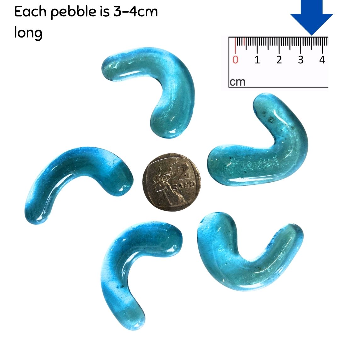 Turquoise Curl Glass Pebbles x 5
