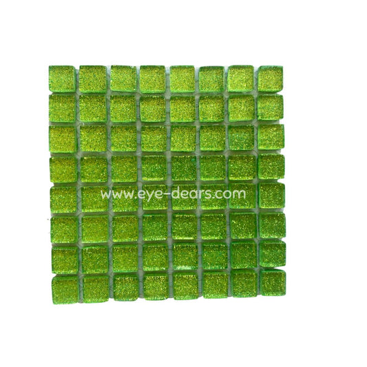 Mosaic Tiles- Single Sheet Lime Green Glitter (10x10mm)