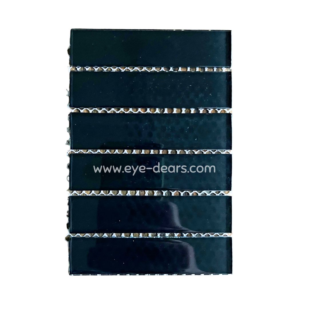 Mosaic Tiles -  Mosaic Tiles Black Rectangle Glass 23x98x4mm