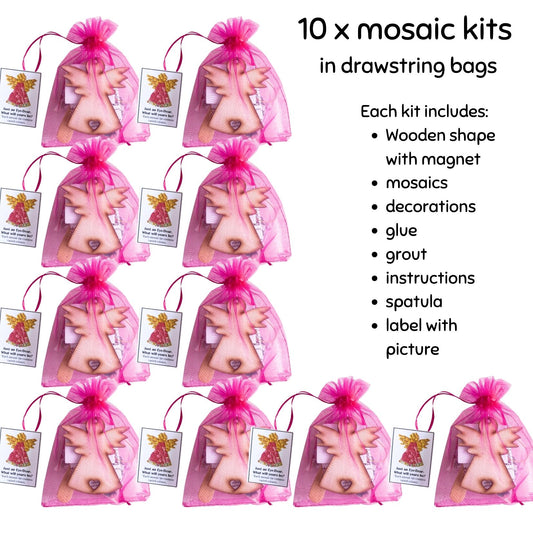 Bulk - Mosaic Craft Kit with Magnet - Pink and Gold Christmas Angel (Small)