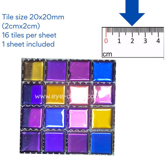 Mosaic Tiles - 10 x sheets of  Metallic (blue, gold, purple)