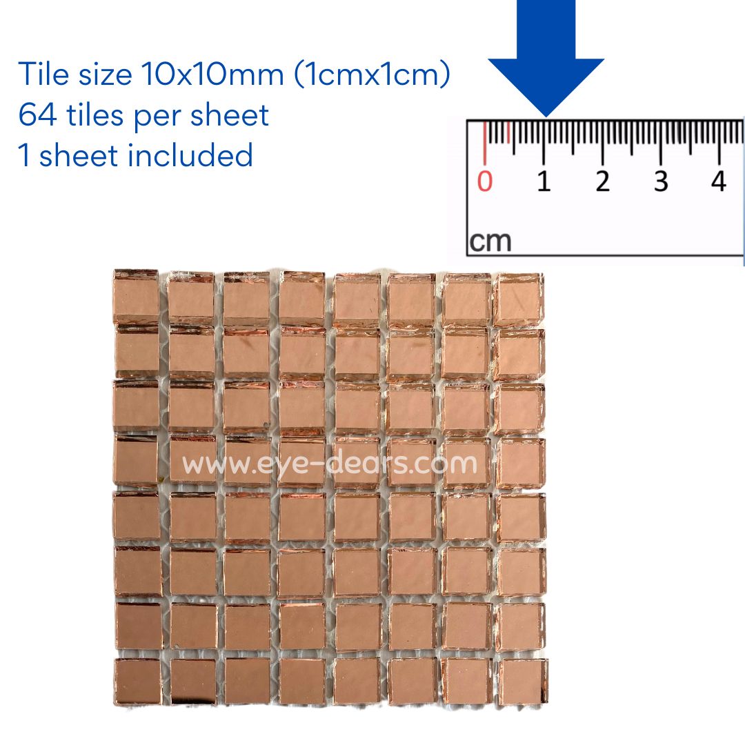 Mosaic Tiles - Single Sheet Rose Gold Mirror 10x10mm