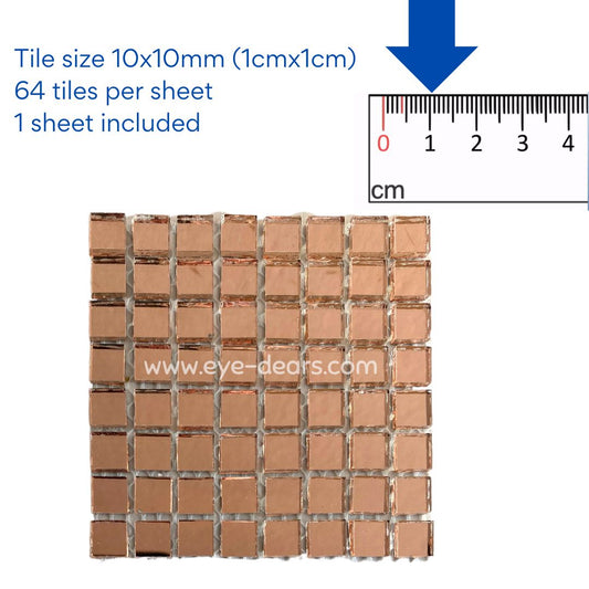 Mosaic Tiles - 10 x sheets of Rose Gold Mirror 10x10mm