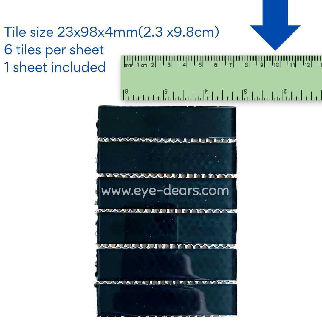 Mosaic Tiles -  Mosaic Tiles Black Rectangle Glass 23x98x4mm