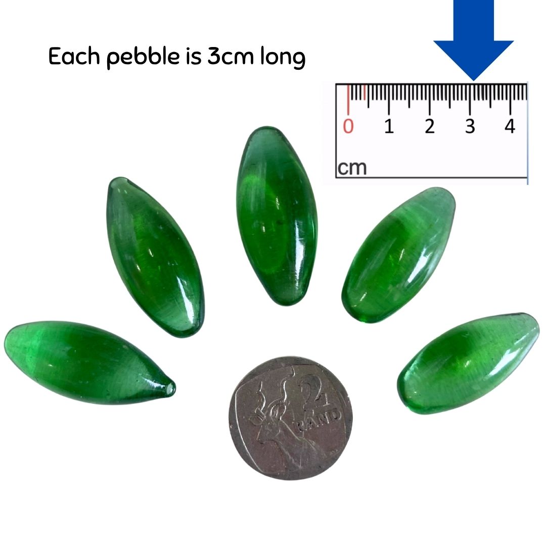 Green Oval Glass Pebbles x 5
