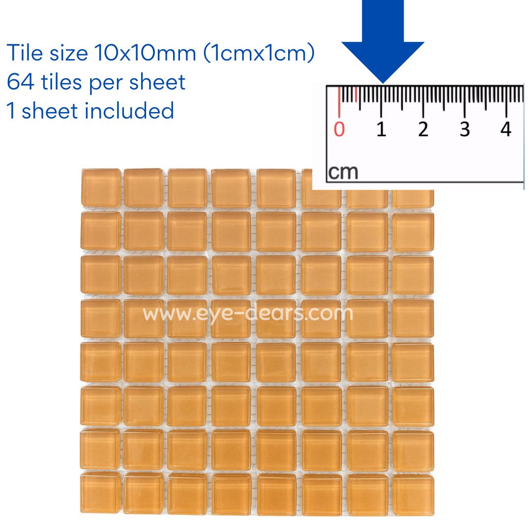 Mosaic Tiles - 10 x sheets of Caramel Brown 10x10mm